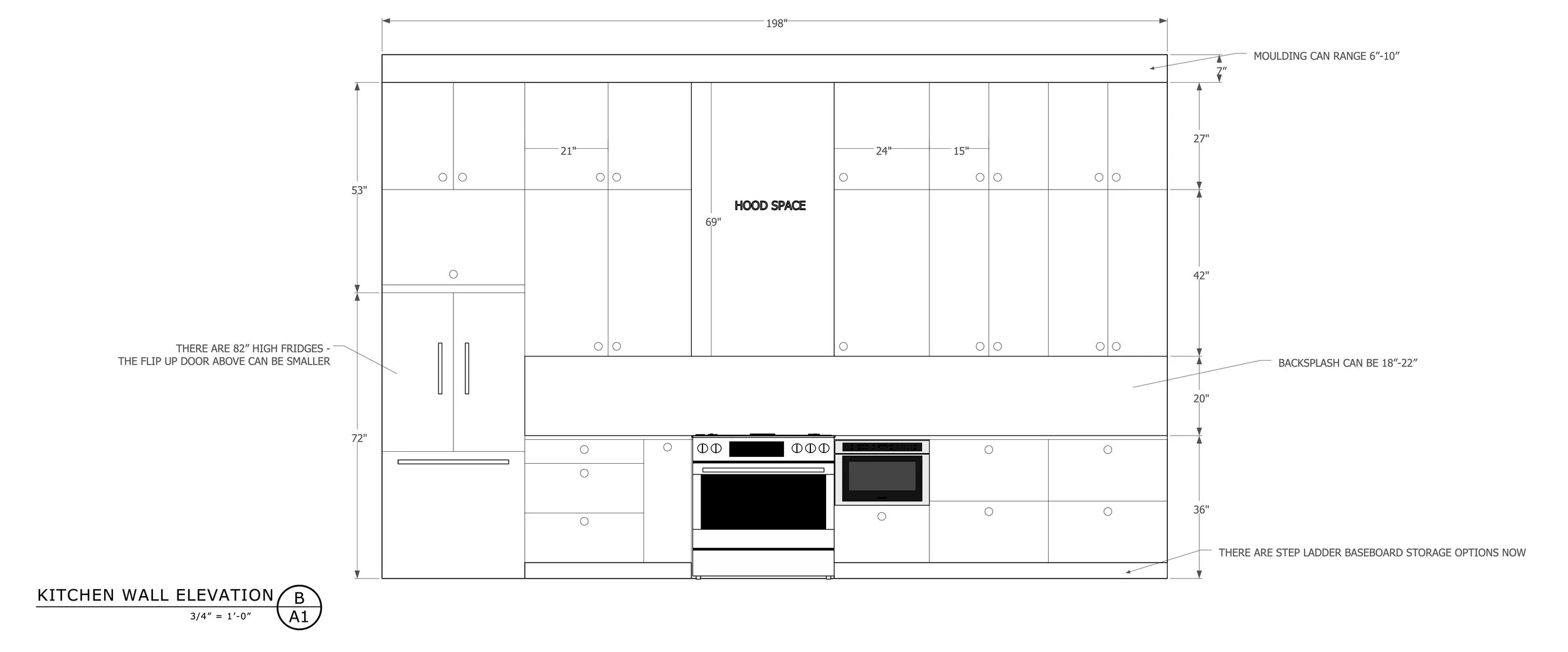 Kitchen wall elevation drawing